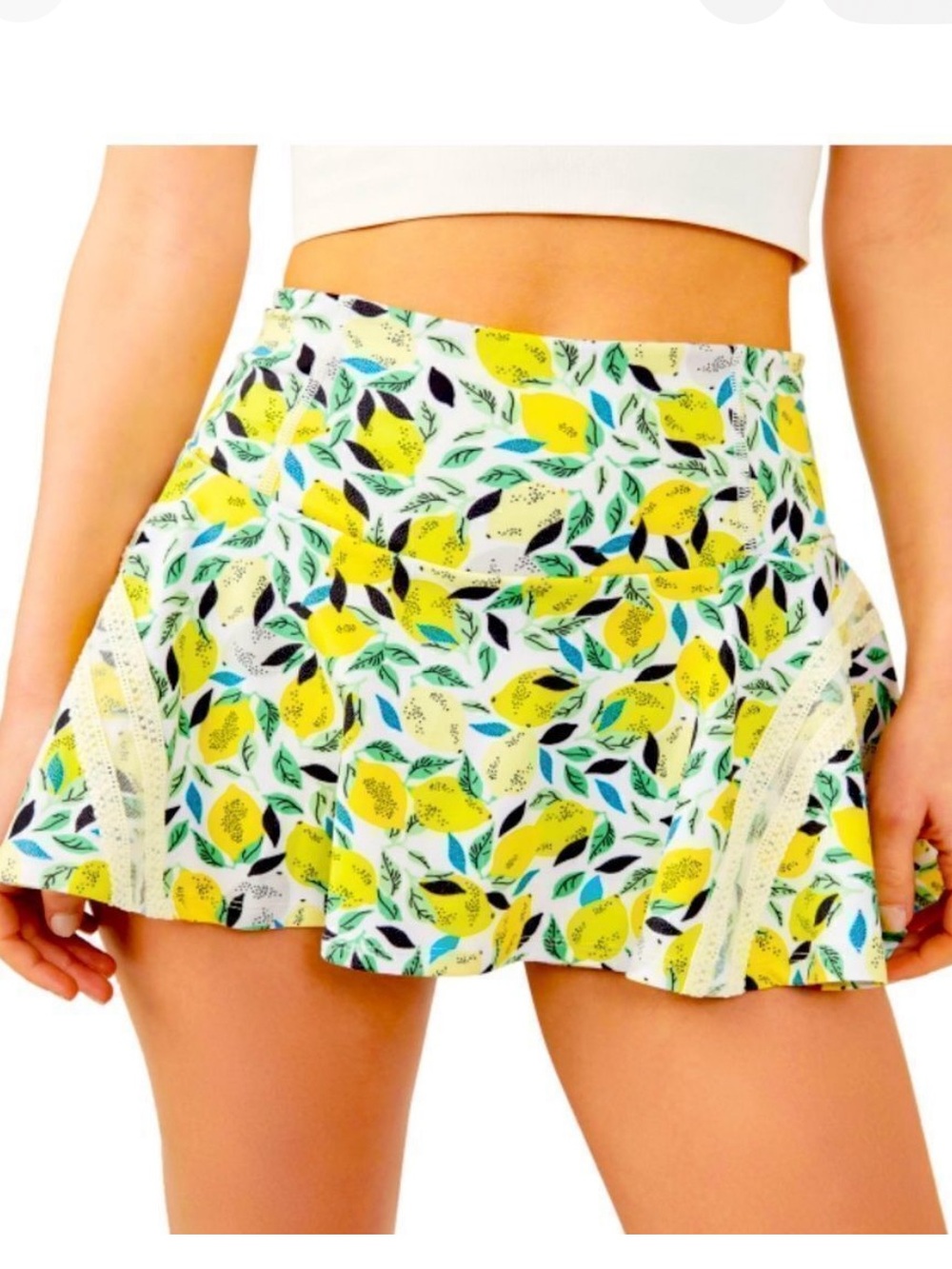 Free People Movement NWOT Lemon Leaf Print Flared Skort Sz M